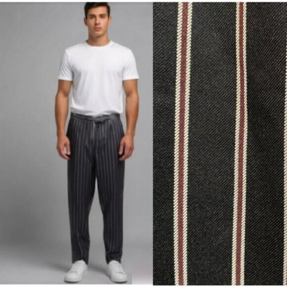 Loom Relax Fit Pants Black stripes slacks Size 36 - Picture 1 of 13